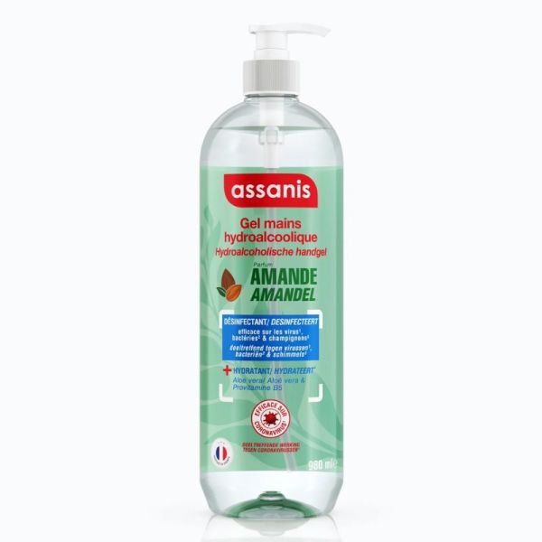 Assanis Gel Hydroalcoolique Mains Sans Rinçage Amande - 980ml