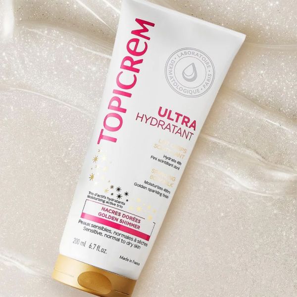 Topicrem Ultra-Hydratant Scintillant Corps 200ml – Éclat doré et hydratation longue durée