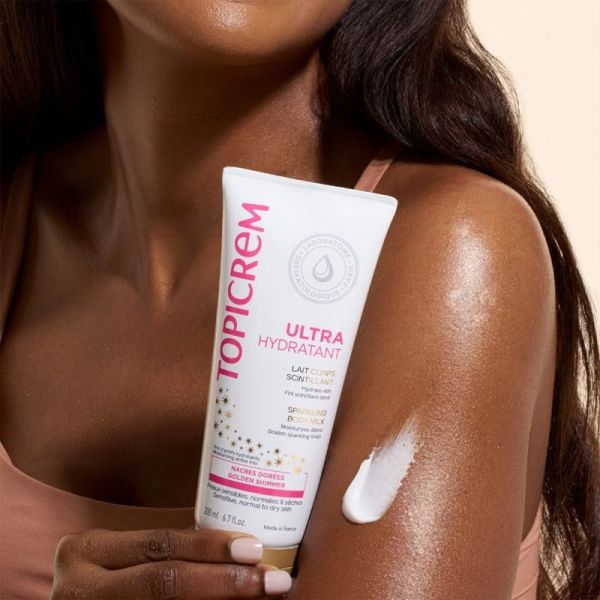 Topicrem Ultra-Hydratant Scintillant Corps 200ml – Éclat doré et hydratation longue durée