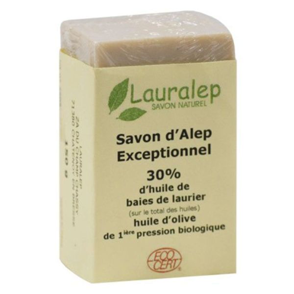 Lauralep Savon dAlep Exceptionnel 30% - Huile de Laurier - Peaux très Sèches, Eczéma et Psoriasis - 150g