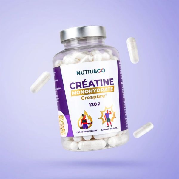 Nutri&Co Créatine Gélules 120 Gélules – Force musculaire et performance physique