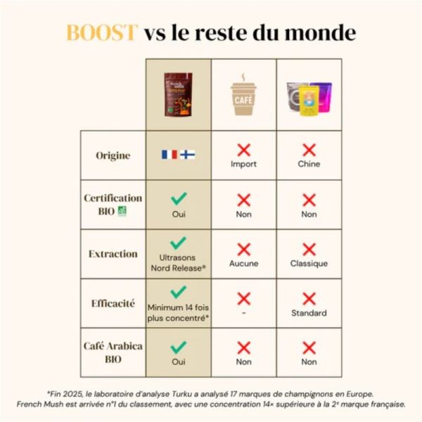 French Mush Coffee Boost Bio 20 doses (100 g) - Alternative au café aux champignons