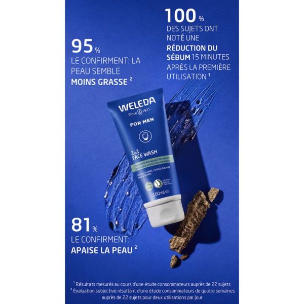 Weleda Homme Gel Nettoyant Visage et Barbe 2en1 100ml – Pureté et fraîcheur