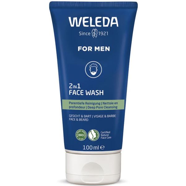 Weleda Homme Gel Nettoyant Visage et Barbe 2en1 100ml – Pureté et fraîcheur