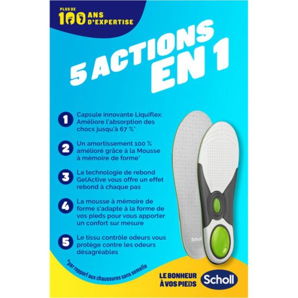 Scholl Semelles Liquiflex Soutien Quotidien Taille 41-46,5 1 Paire – Amorti haut de gamme