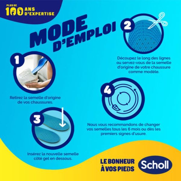 Scholl Semelles GelActiv Décontractées Taille 35,5-40,5 1 Paire – Confort pieds actifs