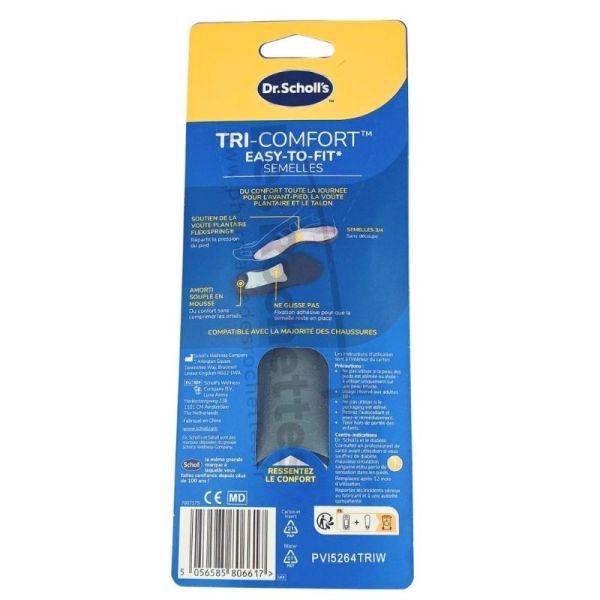 Dr Scholl's Tri-Comfort Semelles - 3 zones d'amorti - Femme - Taille 35-40