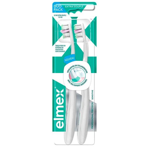 Elmex Sensitive Brosse à Dents Professional Précision - Extra Souple -  Nettoie les Dents Sensibles - x2