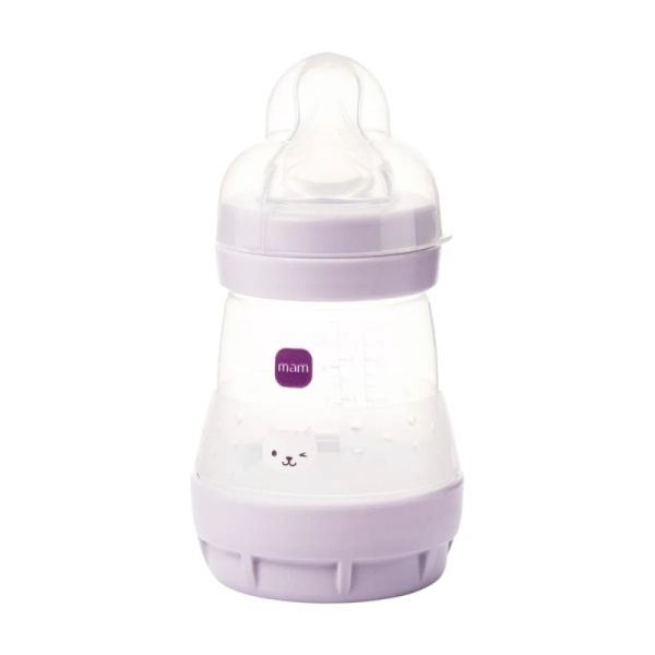 Mam Easy Start Biberon Anti Colique - Débit Lent - Âge 0+ - 160ml - Couleur : Lilas