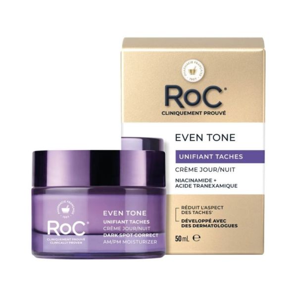 RoC Even Tone Unifiant Tâches Crème Jour/Nuit 50 ml - Réduit visiblement les tâches