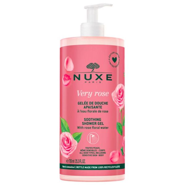 Nuxe Very Rose Gelée de Douche Apaisante - 750 ml - Nettoyage doux et parfum délicat