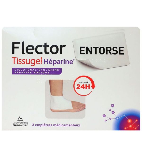 Flector tissugel héparine 3 emplâtres - Diclofénac