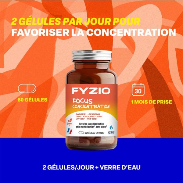 Gilbert Fyzio Focus Concentration 60 gélules – Performance mentale et concentration