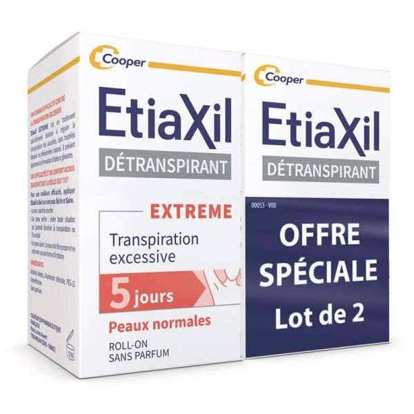 Etiaxil Détranspirant Aisselles Peaux Normales Roll-On - Lot de 2 x 15ml