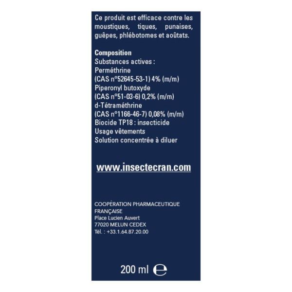 Insect Ecran Anti-Moustiques Vêtements Concentré Insecticide Trempage - 200ml -  Protection longue durée