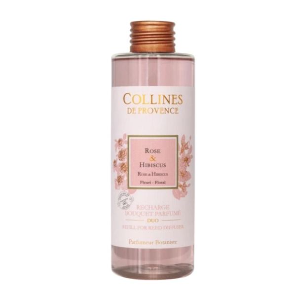 Collines de Provence Recharge Bouquet Parfumé Rose Hibiscus – parfum d’intérieur floral et élégant
