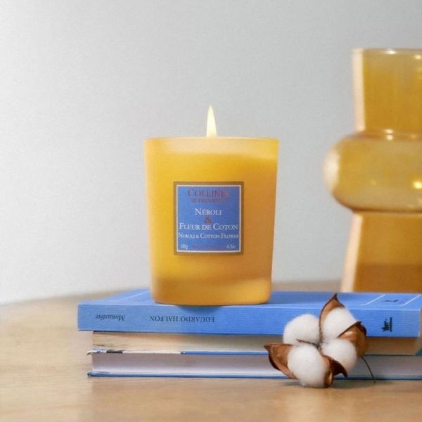 Collines de Provence Bougie Parfumée Néroli & Fleur de Coton 180 g – parfum doux et apaisant