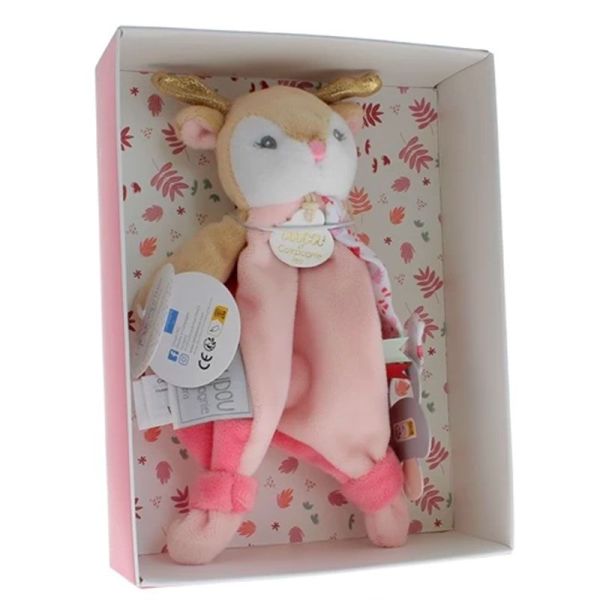 Doudou & Co Mini Doudou Renne Attache Sucette - Boîte Avec Doudou De 15 Cm - 1 unité