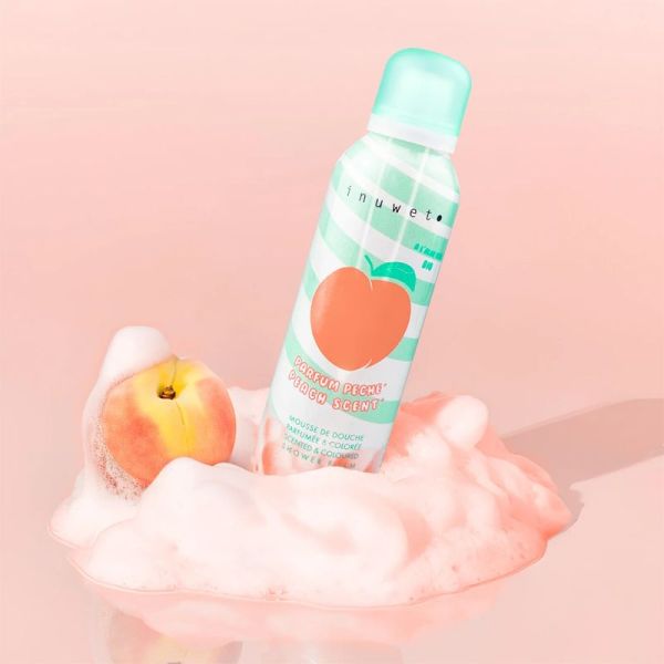 Inuwet Coffret Bubble Peach - Mousse de Douche, Éponge et Chouchou - Hydratation et moment cocooning