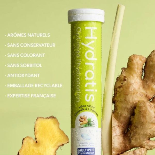 Hydratis Citronnelle Gingembre 10 pastilles - Hydratation optimisée et récupération musculaire