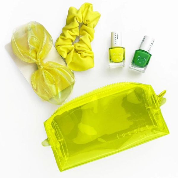 Inuwet Trousse Néon Jaune Vernis à Ongles Ananas & Pastèque + Un Chouchou pour Cheveux