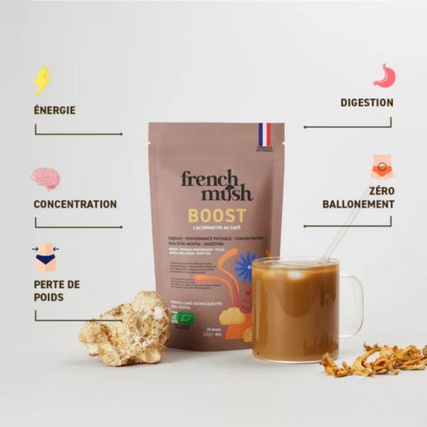 French Mush Chicory Boost 60 doses - Boisson bio aux champignons pour énergie stable et digestion