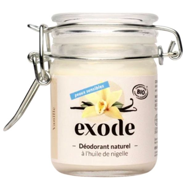 Exode Déodorant Baume Bio Peaux Sensibles à l'Huile de Nigelle 50g Vanille – Efficacité 48h