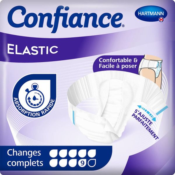 Confiance Elastic Changes complets jetables 9 Gouttes - Taille M - 14 Pièces