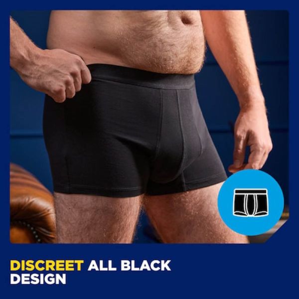 TENA Men Protective Boxer - Taille M - 1 Boxer Lavable Noir - Fuites Urinaires Légères