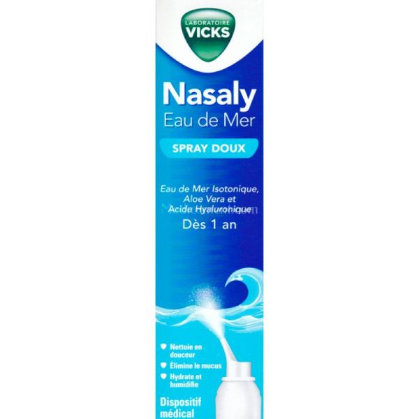 Vicks Nasaly Eau de Mer Spray Doux - 120 ml - Nettoie, hydrate et apaise le nez au quotidien