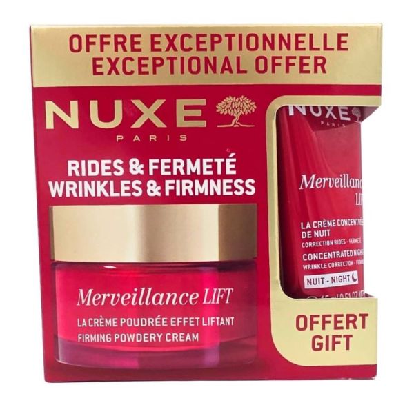 Nuxe Merveillance Lift Offre Rides & Fermeté Crème Poudrée 50 ml + Crème de Nuit 15 ml - Un rituel anti-âge complet pour lisser les rides