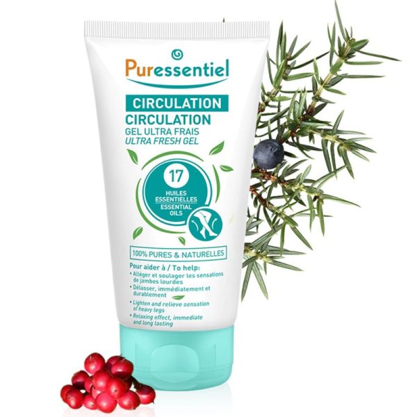 Puressentiel Circulation Gel Ultra Frais aux 17 Huiles Essentielles 125 ml – Soulage et allège les jambes lourdes