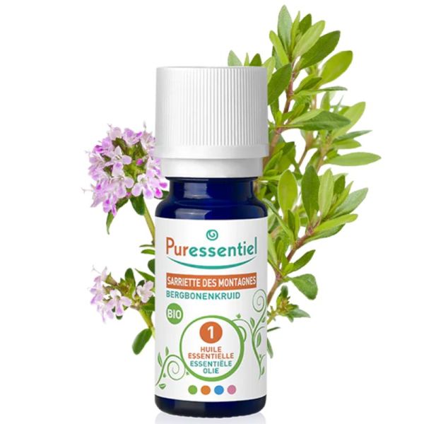 Puressentiel Huile Essentielle Bio Sarriette des Montagnes 5ml – Stimule les défenses, tonifie l'organisme et assainit le système digestif