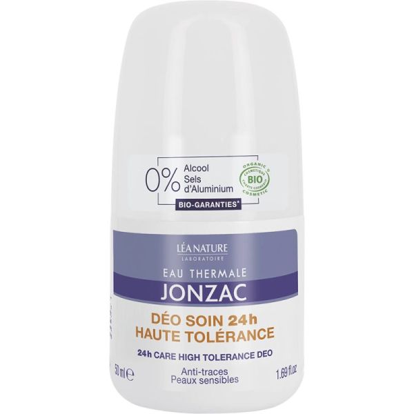 Eau Thermale Jonzac Déo Soin Haute Tolérance 24H Bio - 50 ml - Protège, rafraîchit et respecte les peaux sensibles