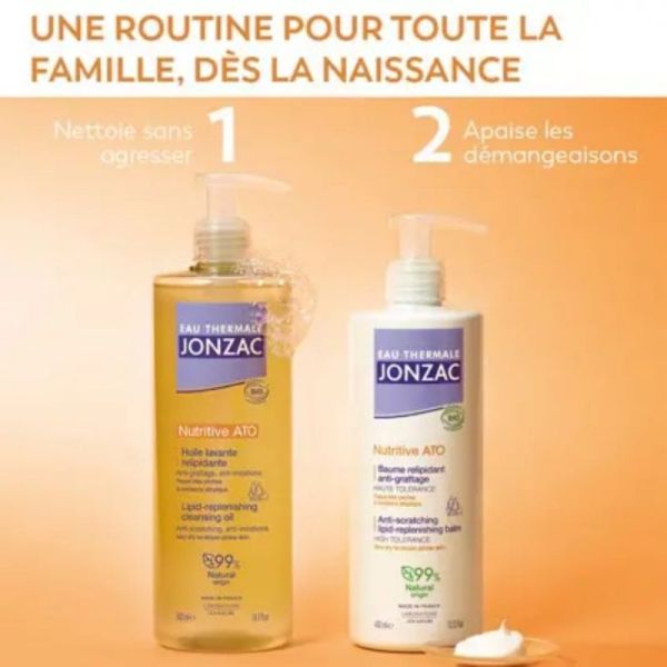 Jonzac Nutritive ATO Huile lavante relipidante 500ml - Anti-grattage et apaisante pour peaux atopiques