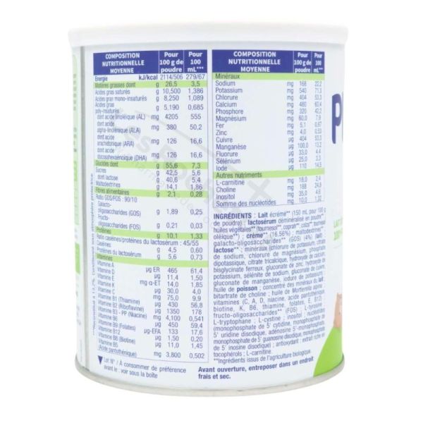 Physiolac Bio 1 Lait Infantile 1er Âge 0-6 Mois 400 g – Sans huile de palme
