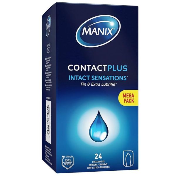 Manix Contact Plus - 24 préservatifs extra lubrifiés