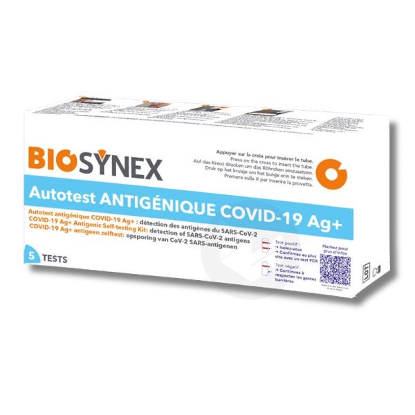 Biosynex Autotest Antigénique Covid-19 Ag - 5 Tests - Dépistage Rapide à Domicile