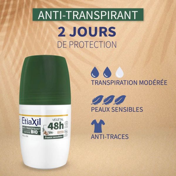 Etiaxil Anti-Transpirant Végétal 48h BIO Roll-On - Lot de 2 x 50ml