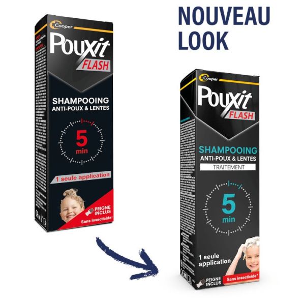 Pouxit Shampoing Flash Anti-Poux & Lentes - 100ml + Peigne - Efficacité rapide en 5 minutes