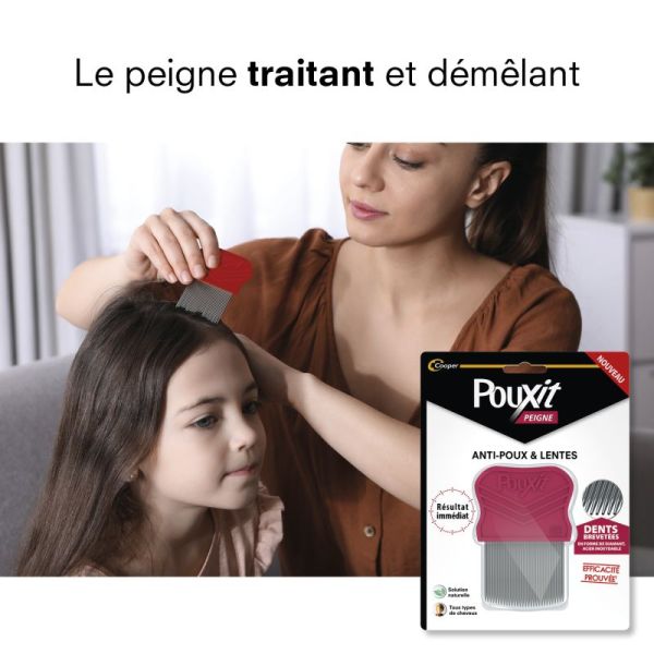Pouxit Peigne Anti-Poux et Lentes en Acier Inoxydable - 1 peigne - Élimination manuelle précise et immédiate