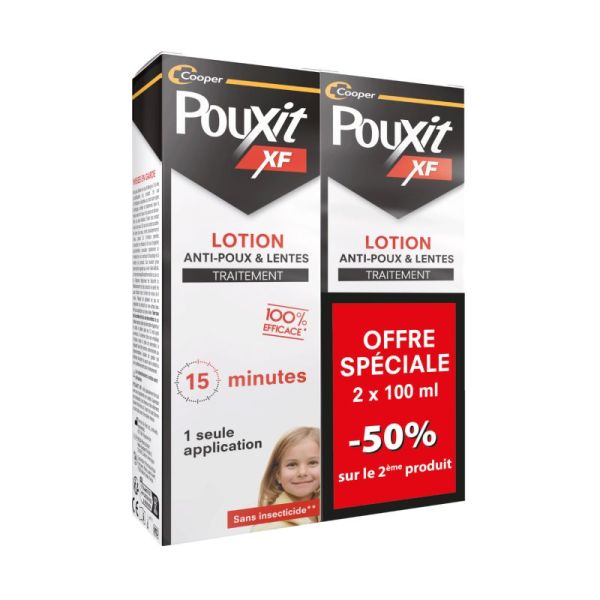 Pouxit Lotion Anti-Poux & Lentes - Lot de 2 x 100 ml - Élimination efficace sans insecticide
