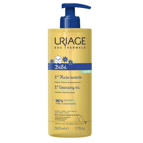 Uriage Bébé 1ère Huile Lavante - 500 ml - Nettoyant Nourrissant Sans Savon