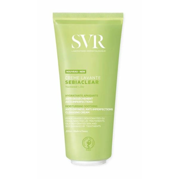 SVR Sebiaclear Crème Lavante Anti-Imperfections - 200 ml - Peaux Grasses Déshydratées ou Fragilisées