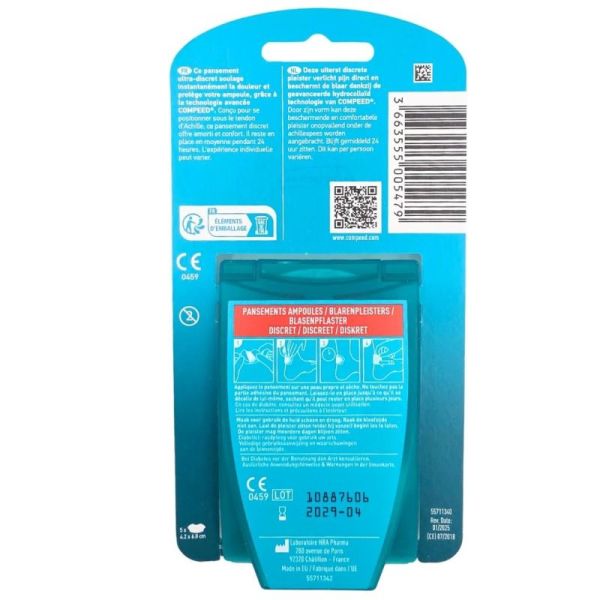 Compeed Pansements Ampoules Discret 5 unités - Soulagement instantané et cicatrisation rapide