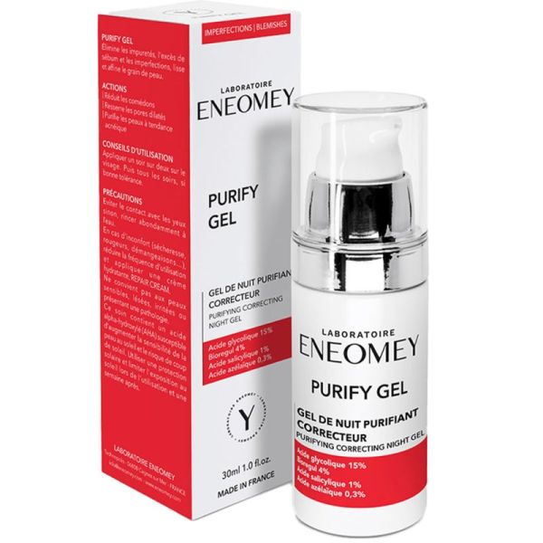 Eneomey Purify Gel 30 ml - Gel de nuit purifiant correcteur, sébo-régulateur