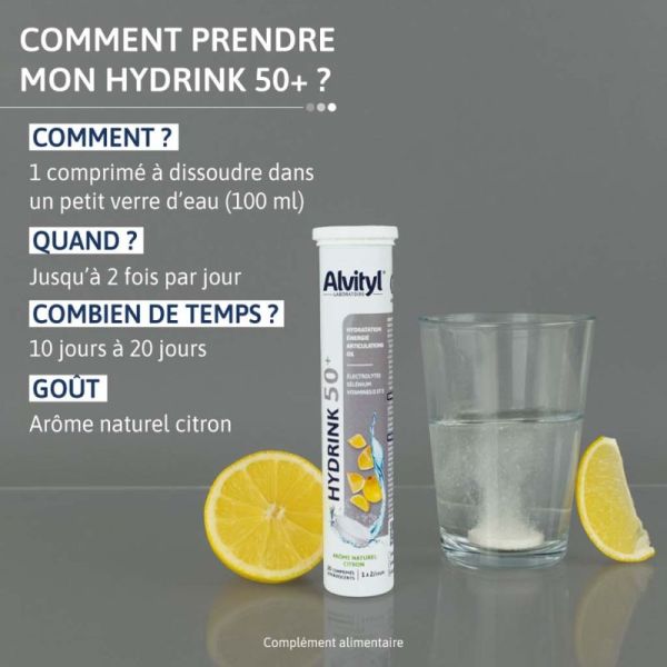 Alvityl Hydrink 50+ - 20 comprimés effervescents - Hydratation et énergie