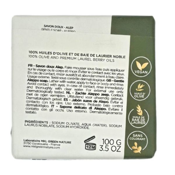 MKL Green Nature Alep Savon Doux 100 g - Nettoyage en douceur du visage et du corps