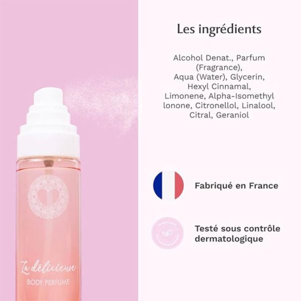 Musc Intime La Délicieuse Parfum Corps Sweet Litchi 120 ml – Brume corporelle fruitée et hydratation
