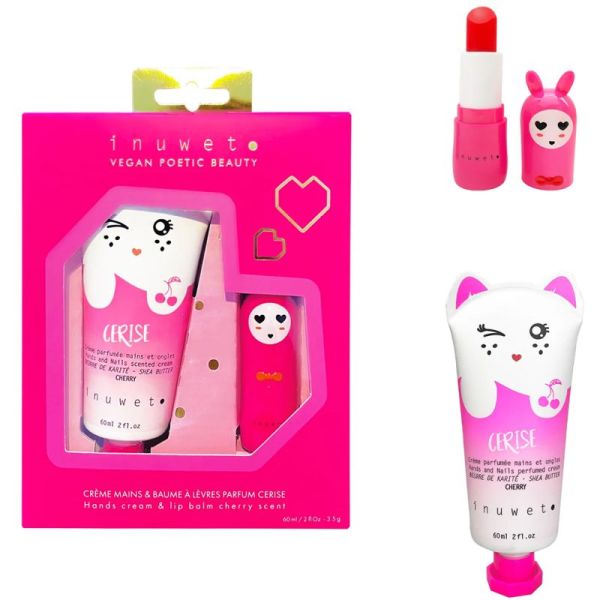 Inuwet Coffret Wiz Baume à Lèvres et Crème Mains Cerise - Hydratation gourmande et douceur absolue